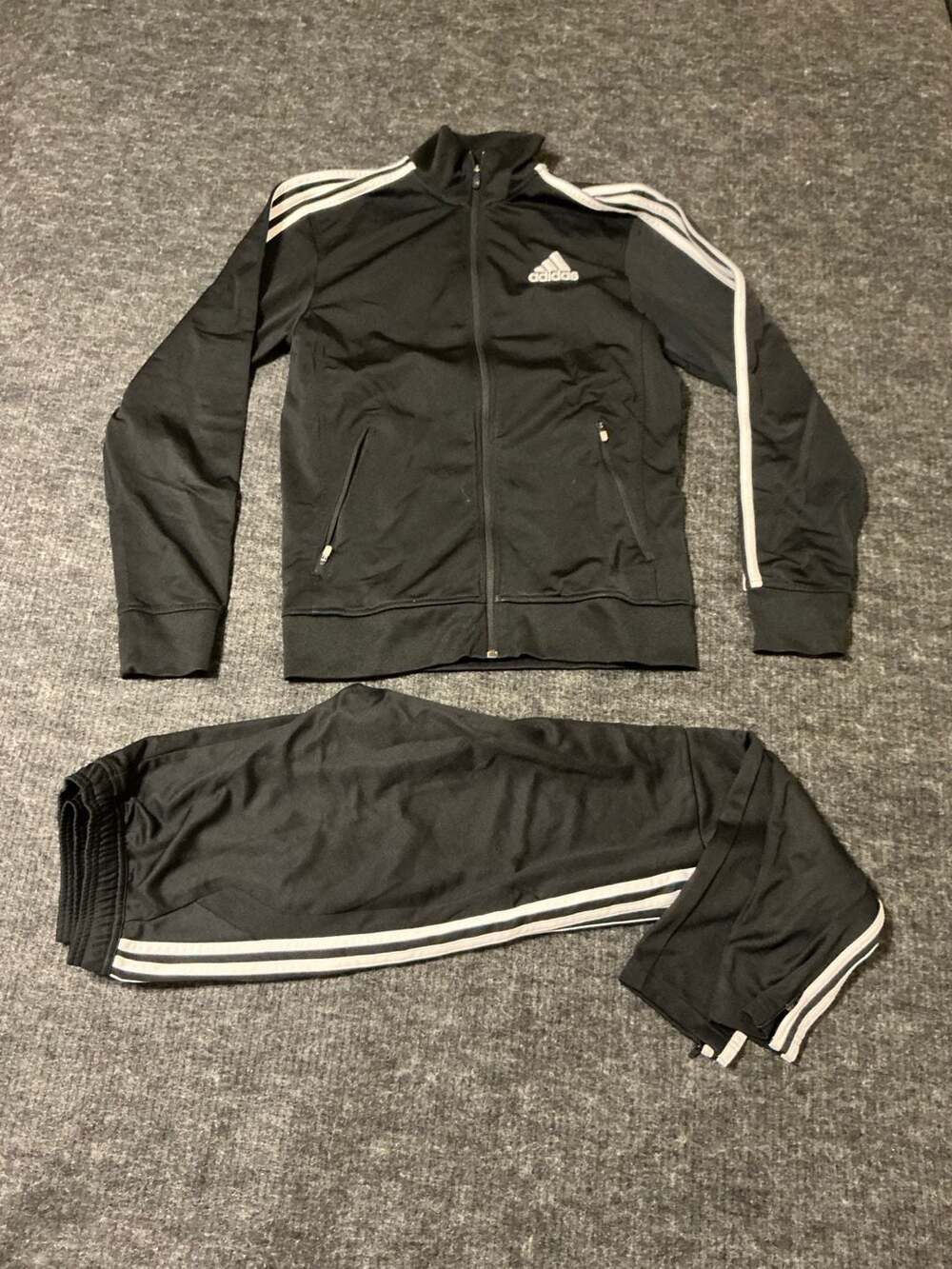 Adidas Track Suit Jacket And Pants Womens Size Small Black White 3 Stripes
